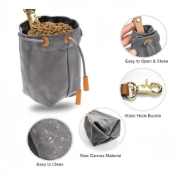 DOWNYPAWS - Sac de rangement portable en toile cirée avec cordon de serrage pour aliments et friandises de chiens