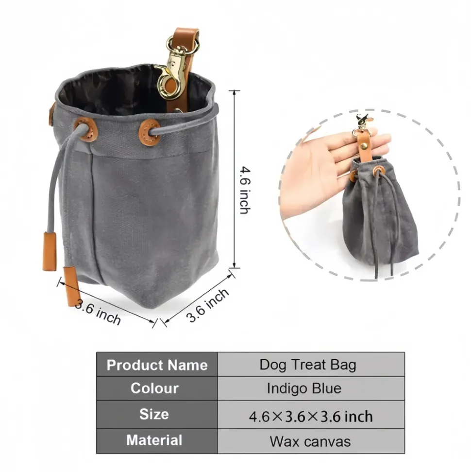 DOWNYPAWS - Sac de rangement portable en toile cirée avec cordon de serrage pour aliments et friandises de chiens