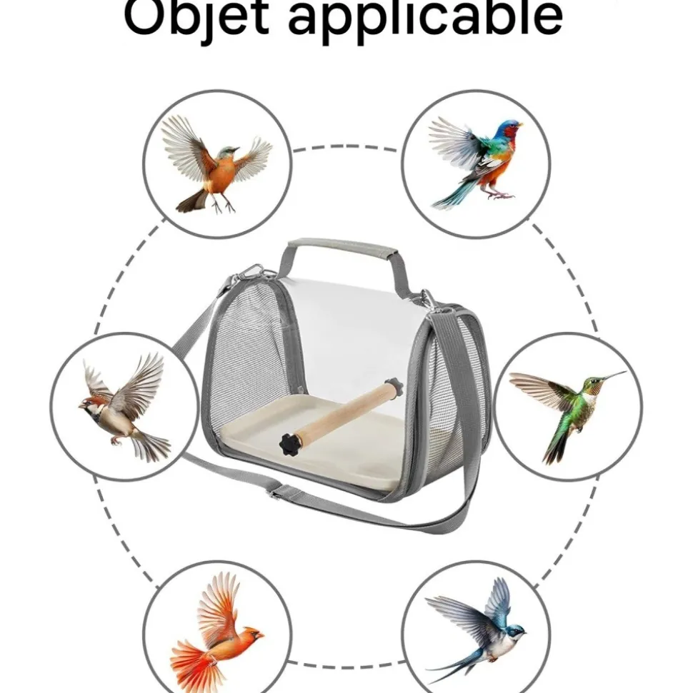DOWNYPAWS - Sac transport oiseau avec bâton et plateau