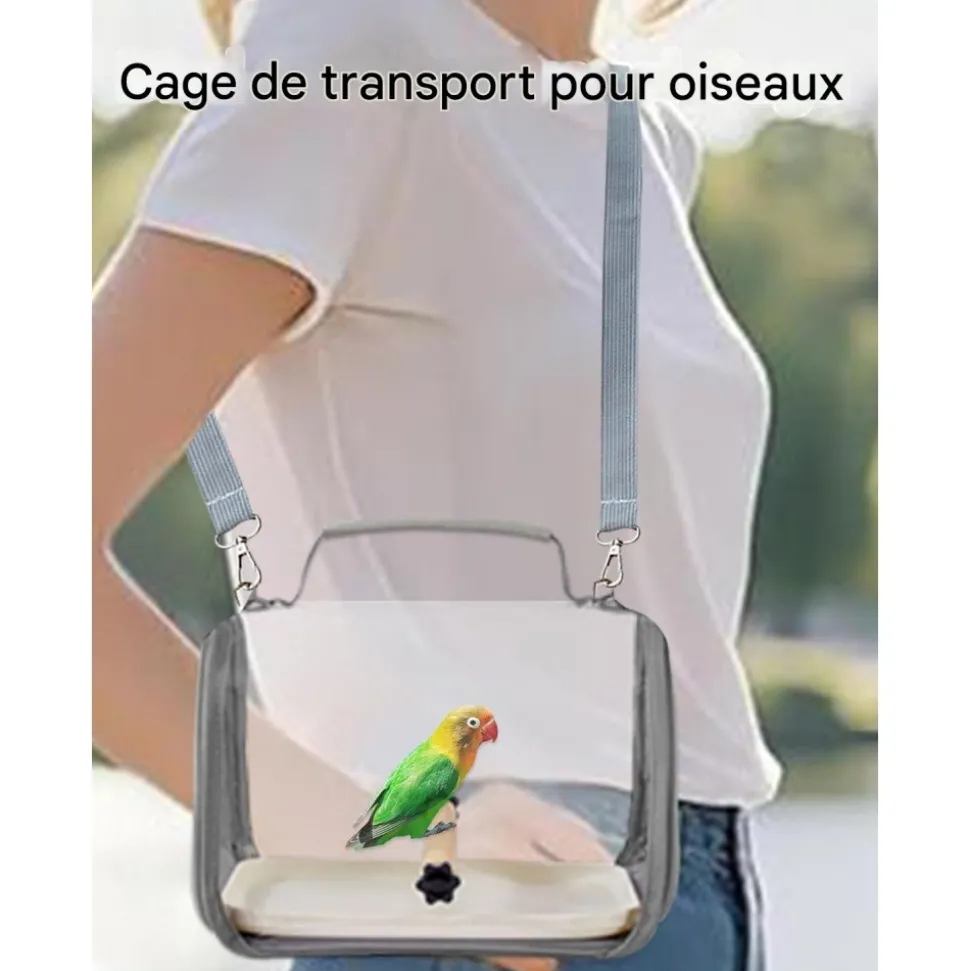 DOWNYPAWS - Sac transport oiseau avec bâton et plateau