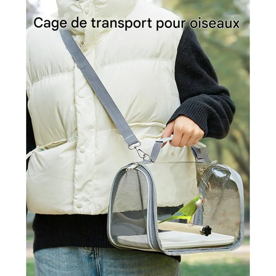 DOWNYPAWS - Sac transport oiseau avec bâton et plateau