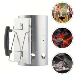 DOWNYPAWS - Seau d'allumage en acier inoxydable multifonctionnel et pratique pour le camping et le barbecue