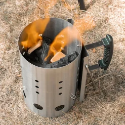 DOWNYPAWS - Seau d'allumage en acier inoxydable multifonctionnel et pratique pour le camping et le barbecue