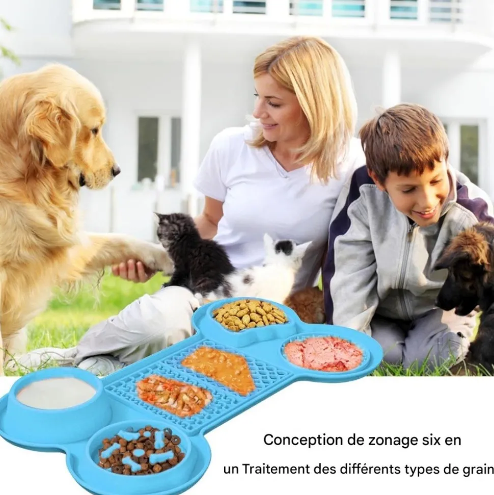 DOWNYPAWS - Tapis à lécher pour chiens bleu