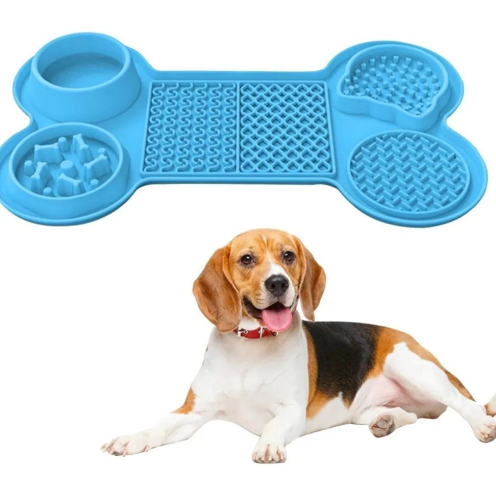 DOWNYPAWS - Tapis à lécher pour chiens bleu