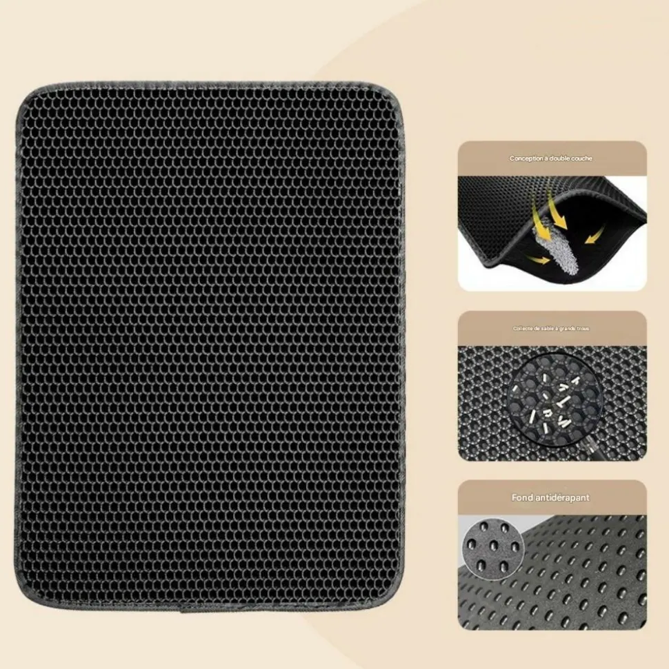 DOWNYPAWS - Tapis de litière pour chat noir 40*50cm