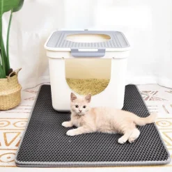 DOWNYPAWS - Tapis de litière pour chat gris foncé 40*50cm