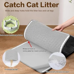DOWNYPAWS - Tapis de litière anti-déversement pour chat vert 40*50cm