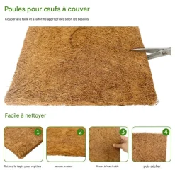 DOWNYPAWS - Tapis en fibre de noix de coco pour nid d'oiseau et animal de compagnie 60*60cm 2 pièces