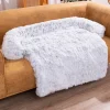 DOWNYPAWS - Tapis pour lit de chien en peluche, universel pour toutes saisons gris 95 x 80 x 15 cm