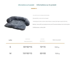 DOWNYPAWS - Tapis pour lit de chien en peluche, universel pour toutes saisons gris 95 x 80 x 15 cm