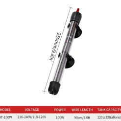 DOWNYPAWS - Tige chauffante automatique à température constante, 100 w pour aquarium