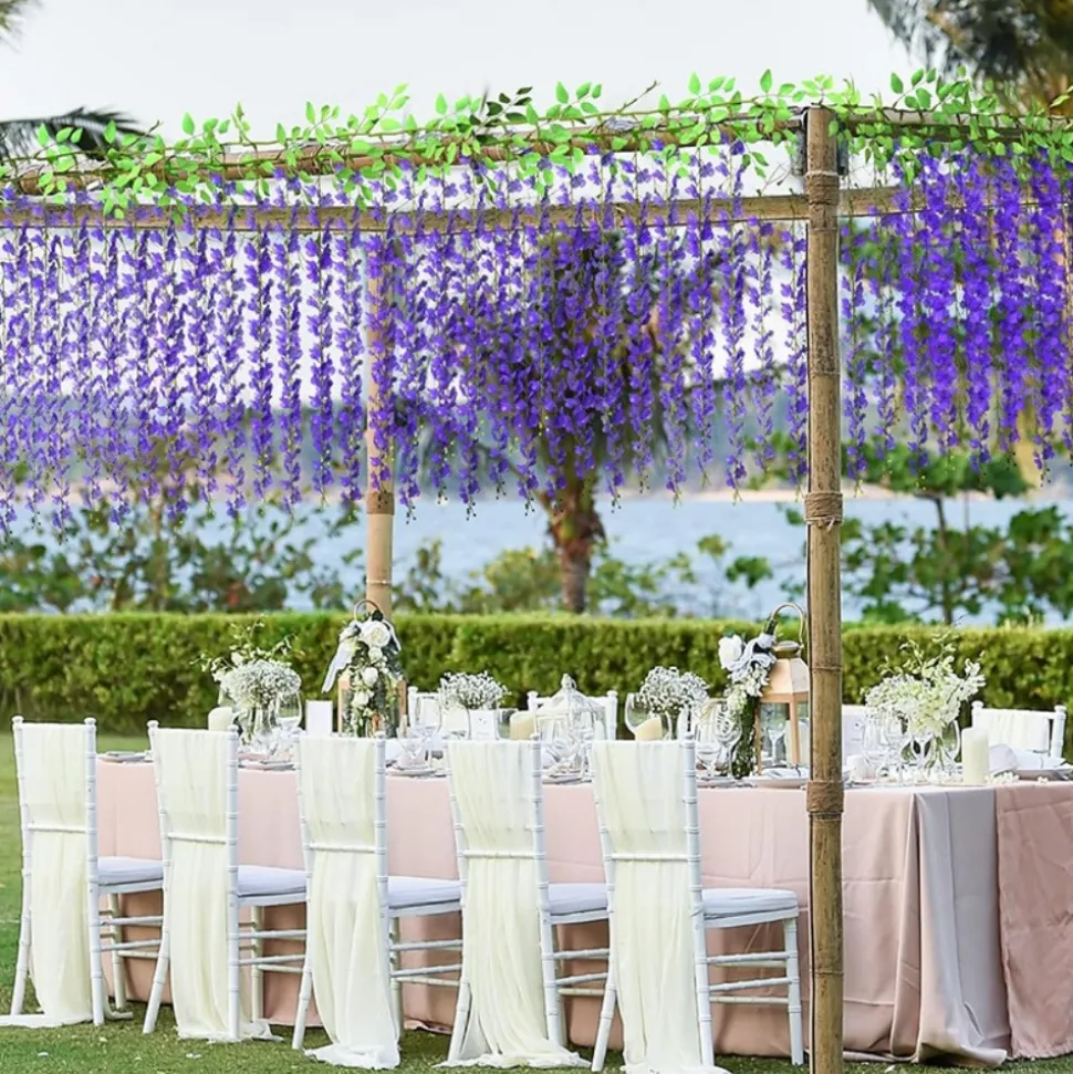 DTOPBUYAGE - Bande de wisteria artificielle pour décoration de mariage violet 2 pièces dtopbuyage