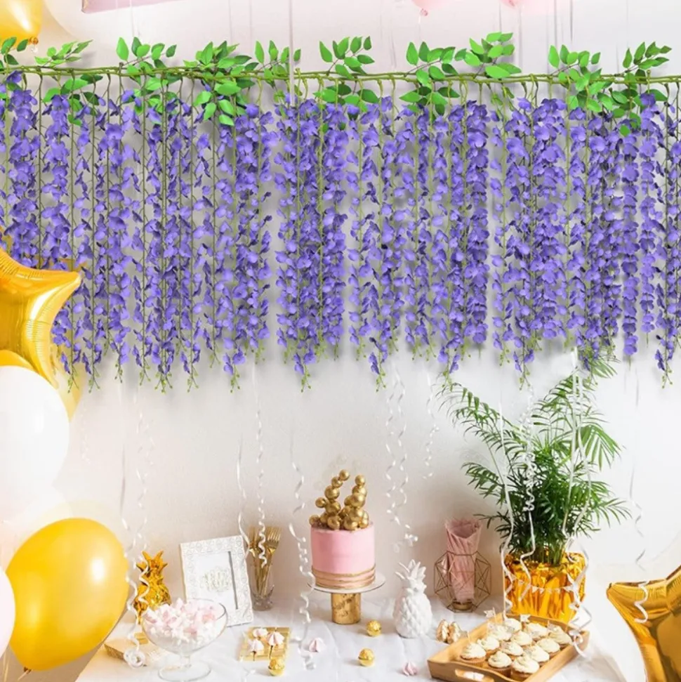 DTOPBUYAGE - Bande de wisteria artificielle pour décoration de mariage violet 2 pièces dtopbuyage
