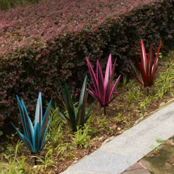 DTOPBUYAGE - Décoration en fer de plante d'agave pour jardin rouge dtopbuyage