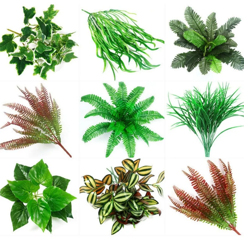 DTOPBUYAGE - Décoration pour mur de plantes artificielles - feuille de pluie de printemps à 12 têtes - dtopbuyage