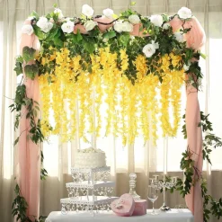 DTOPBUYAGE - Fleurs artificielles de glycine et de cassia fistula pour décoration du plafond jaune*2 dtopbuyage