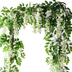 DTOPBUYAGE - Fleurs artificielles de glycine et de cassia fistula pour décoration du plafond blanc*2 pièces dtopbuyage
