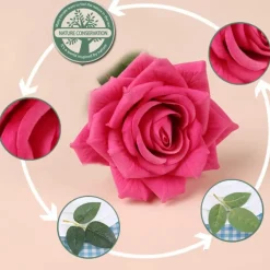 DTOPBUYAGE - Fleurs artificielles de faux roses pour décoration et cadeau rose (2 pièces)