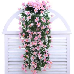 DTOPBUYAGE - Fleurs artificielles - tiges, paniers mural et fleurs pour décoration rose - dtopbuyage