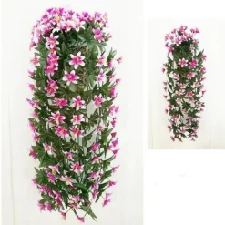 DTOPBUYAGE - Fleurs artificielles - tiges, paniers mural et fleurs pour décoration rose - dtopbuyage