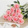 DTOPBUYAGE - Fleurs artificielles de faux roses pour décoration et cadeau rose clair (2 pièces)