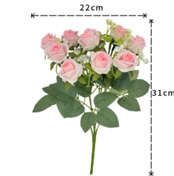 DTOPBUYAGE - Fleurs artificielles, gypsophile et rose diamant 2 pièces blanches
