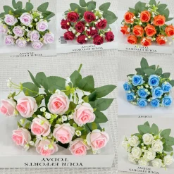 DTOPBUYAGE - Fleurs artificielles, gypsophile et rose diamant 2 pièces blanches