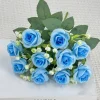 DTOPBUYAGE - Fleurs artificielles, gypsophile et rose diamant 2 pièces bleu