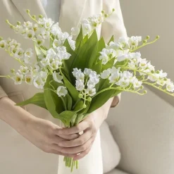 DTOPBUYAGE - Fleurs de muguet artificielles - 5 branches pour bouquet - blanc dtopbuyage