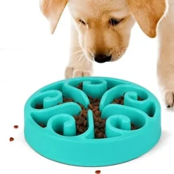 DTOPBUYAGE - Gamelle anti glouton bleu plateau interactif pour animaux compagnie
