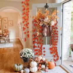 DTOPBUYAGE - Garland de feuilles d'érable d'automne artificielles - 12 pièces dtopbuyage