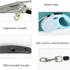 DTOPBUYAGE - Laisse rétractable 5 m pour chiens petit moyen taille vert