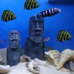 DTOPBUYAGE - Lot 2 statues tête île pâques déco