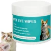 DTOPBUYAGE - Lot de 100 - lingettes douces pour les yeux de chat et chien