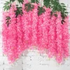 DTOPBUYAGE - Paquet de 12 rotins de fleurs artificielles de glycine et de violet pour mariage rose dtopbuyage