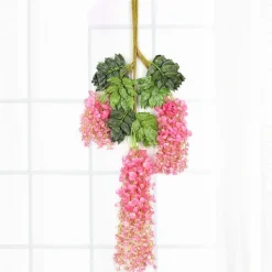 DTOPBUYAGE - Paquet de 12 rotins de fleurs artificielles de glycine et de violet pour mariage rose dtopbuyage