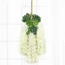 DTOPBUYAGE - Paquet de 12 rotins de fleurs artificielles de glycine et de violet pour mariage blanc dtopbuyage