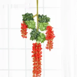 DTOPBUYAGE - Paquet de 12 rotins de fleurs artificielles de glycine et de violet pour mariage rouge dtopbuyage