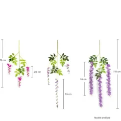 DTOPBUYAGE - Paquet de 12 rotins de fleurs artificielles de glycine et de violet pour mariage violet dtopbuyage