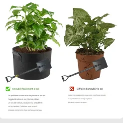 DTOPBUYAGE - Sacs de plantation noirs en non-tissé 12 gallons 5 pièces dtopbuyage