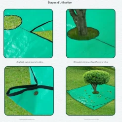 DTOPBUYAGE - Tapis pour collecter les feuilles tombées en jardinage 200 x 200 cm, ouverture 30 cm dtopbuyage