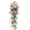 DTOPBUYAGE - Vinée de roses artificielles avec panier de bambou pour décoration rose dtopbuyage