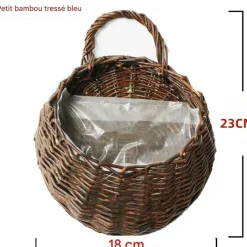 DTOPBUYAGE - Vinée de roses artificielles avec panier de bambou pour décoration rose dtopbuyage