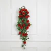 DTOPBUYAGE - Vinée de roses artificielles avec panier de bambou pour décoration rouge dtopbuyage