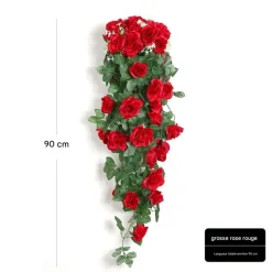 DTOPBUYAGE - Vinée de roses artificielles avec panier de bambou pour décoration rouge dtopbuyage