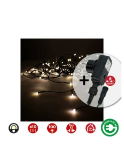 EDM - Rideau avec programmeur easy-connect 2x1m 10 bandes 100 leds blanc chaleureux edm