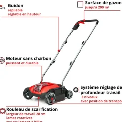 EINHELL - Scarificateur-aérateur sans fil gc-sc 18/28 li-solo - sans batterie ni chargeur