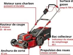 EINHELL - Tondeuse à gazon sans fil gp-cm 36/47 s li bl (4x4,0ah)
