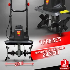 ELEM GARDEN TECHNIC - Motobineuse électrique 750w 32cm - 4 fraises